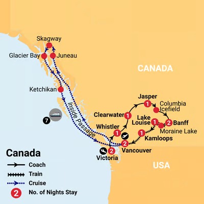 Highlights of Canadian Rockies with Alaska Inside Passage Cruise